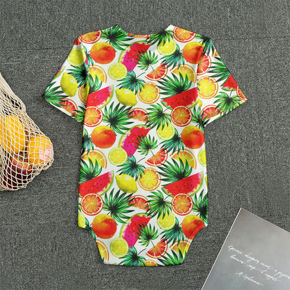 Tropical Fruit Leaf Pattern Print Men's Bodysuit