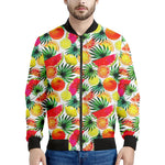 Tropical Fruit Leaf Pattern Print Men's Bomber Jacket