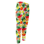 Tropical Fruit Leaf Pattern Print Men's Compression Pants