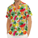 Tropical Fruit Leaf Pattern Print Men's Deep V-Neck Shirt