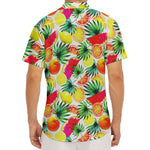Tropical Fruit Leaf Pattern Print Men's Deep V-Neck Shirt