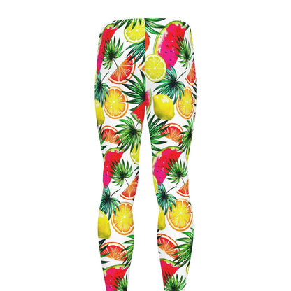 Tropical Fruit Leaf Pattern Print Men's leggings