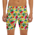 Tropical Fruit Leaf Pattern Print Men's Long Boxer Briefs