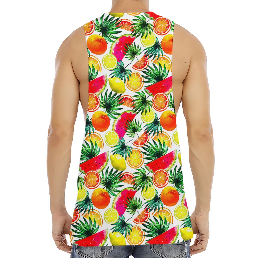 Tropical Fruit Leaf Pattern Print Men's Muscle Tank Top