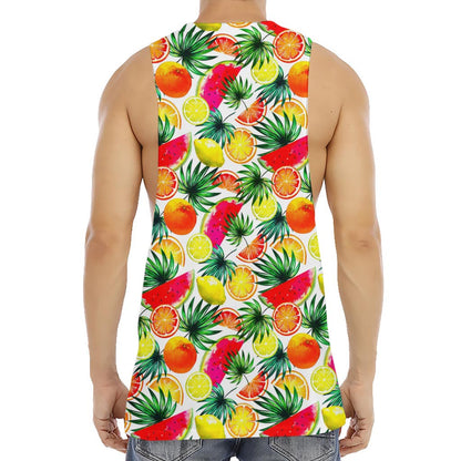 Tropical Fruit Leaf Pattern Print Men's Muscle Tank Top