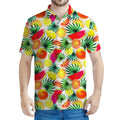 Tropical Fruit Leaf Pattern Print Men's Polo Shirt