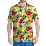 Tropical Fruit Leaf Pattern Print Men's Polo Shirt