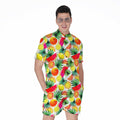 Tropical Fruit Leaf Pattern Print Men's Romper