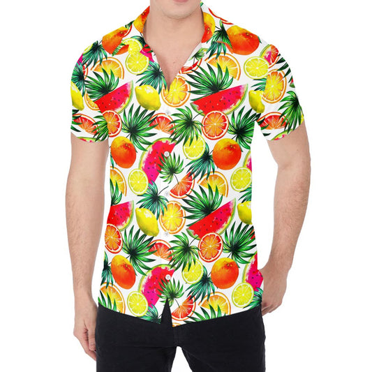 Tropical Fruit Leaf Pattern Print Men's Shirt
