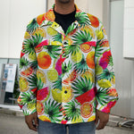 Tropical Fruit Leaf Pattern Print Men's Shirt Jacket