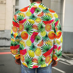Tropical Fruit Leaf Pattern Print Men's Shirt Jacket