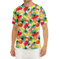 Tropical Fruit Leaf Pattern Print Men's Short Sleeve Rash Guard