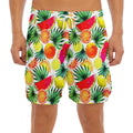 Tropical Fruit Leaf Pattern Print Men's Split Running Shorts