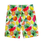 Tropical Fruit Leaf Pattern Print Men's Sports Shorts