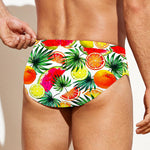 Tropical Fruit Leaf Pattern Print Men's Swim Briefs