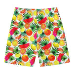 Tropical Fruit Leaf Pattern Print Men's Swim Trunks