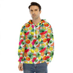 Tropical Fruit Leaf Pattern Print Men's Velvet Pullover Hoodie