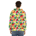 Tropical Fruit Leaf Pattern Print Men's Velvet Pullover Hoodie
