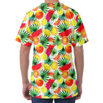Tropical Fruit Leaf Pattern Print Men's Velvet T-Shirt