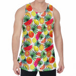Tropical Fruit Leaf Pattern Print Men's Velvet Tank Top