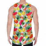 Tropical Fruit Leaf Pattern Print Men's Velvet Tank Top