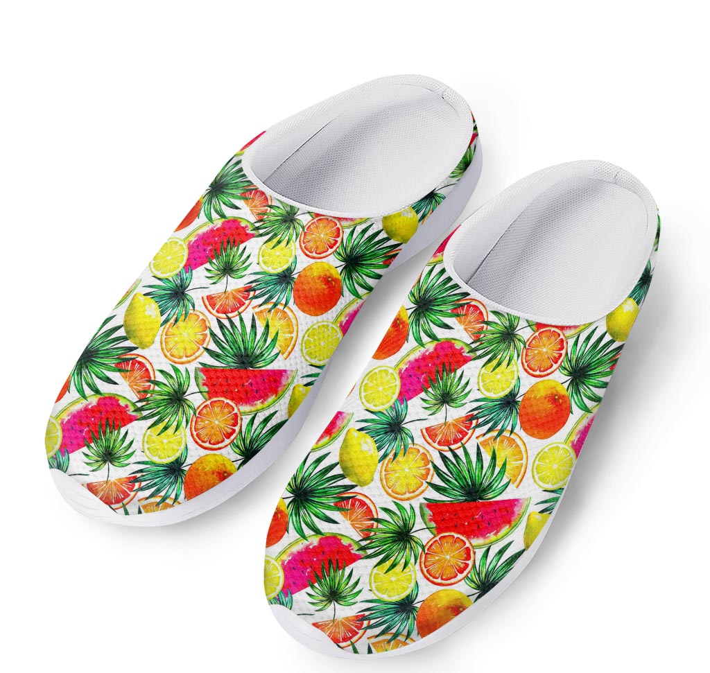 Tropical Fruit Leaf Pattern Print Mesh Casual Shoes