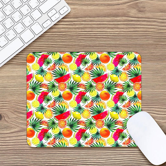 Tropical Fruit Leaf Pattern Print Mouse Pad