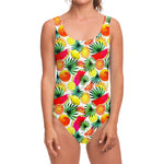 Tropical Fruit Leaf Pattern Print One Piece Swimsuit