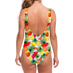 Tropical Fruit Leaf Pattern Print One Piece Swimsuit