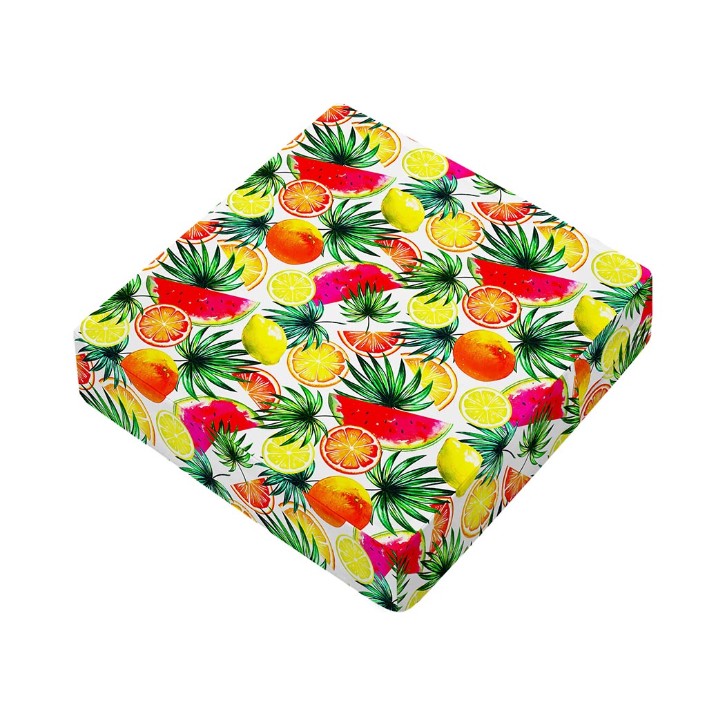 Tropical Fruit Leaf Pattern Print Outdoor Seat Cushion Cover