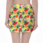 Tropical Fruit Leaf Pattern Print Pencil Mini Skirt