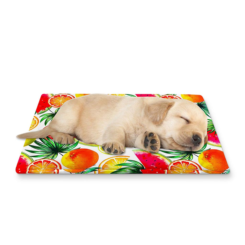 Tropical Fruit Leaf Pattern Print Pet Cooling Mat Cover