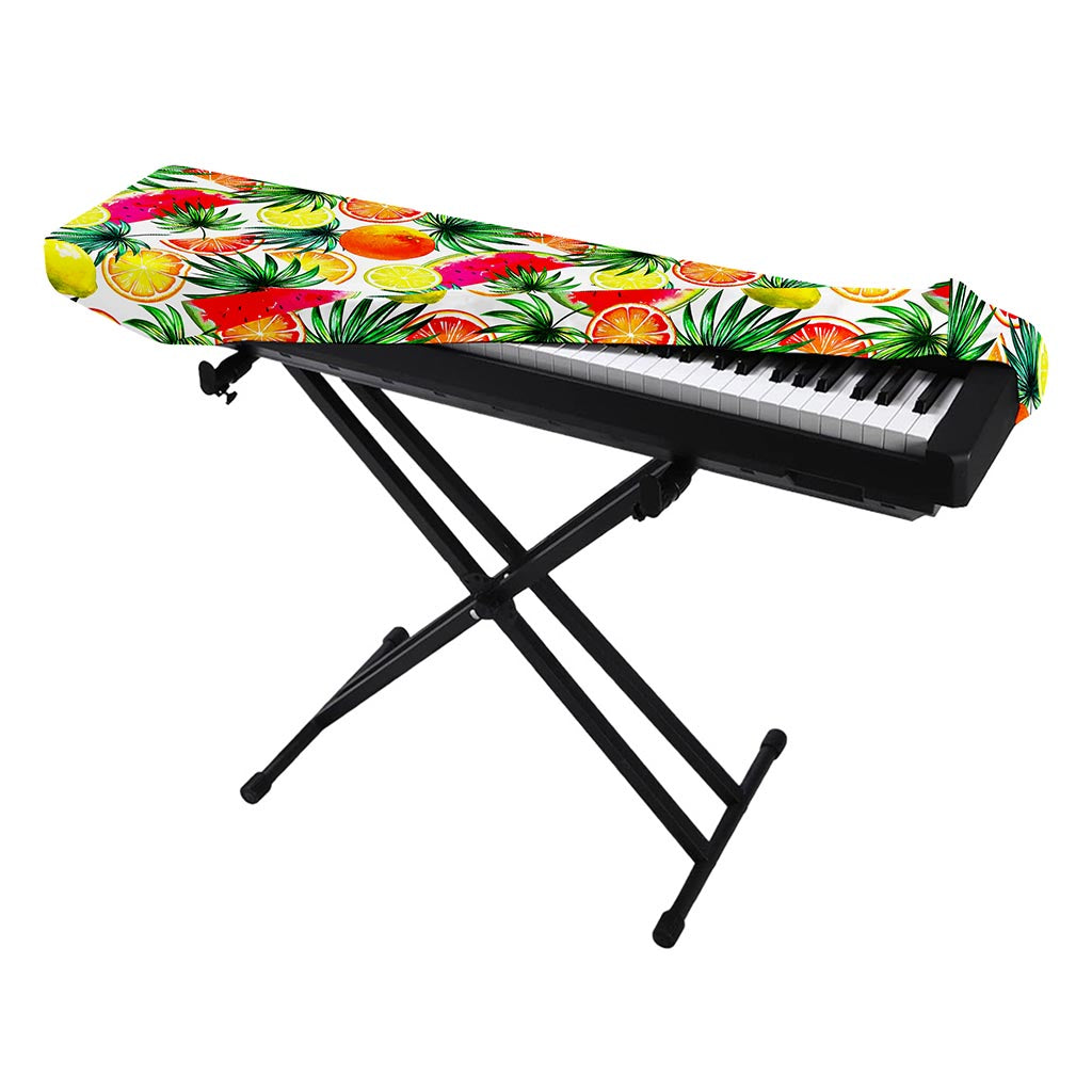 Tropical Fruit Leaf Pattern Print Piano Keyboard Cover