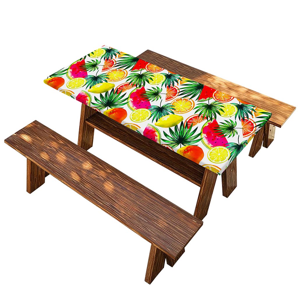 Tropical Fruit Leaf Pattern Print Picnic Table Cover