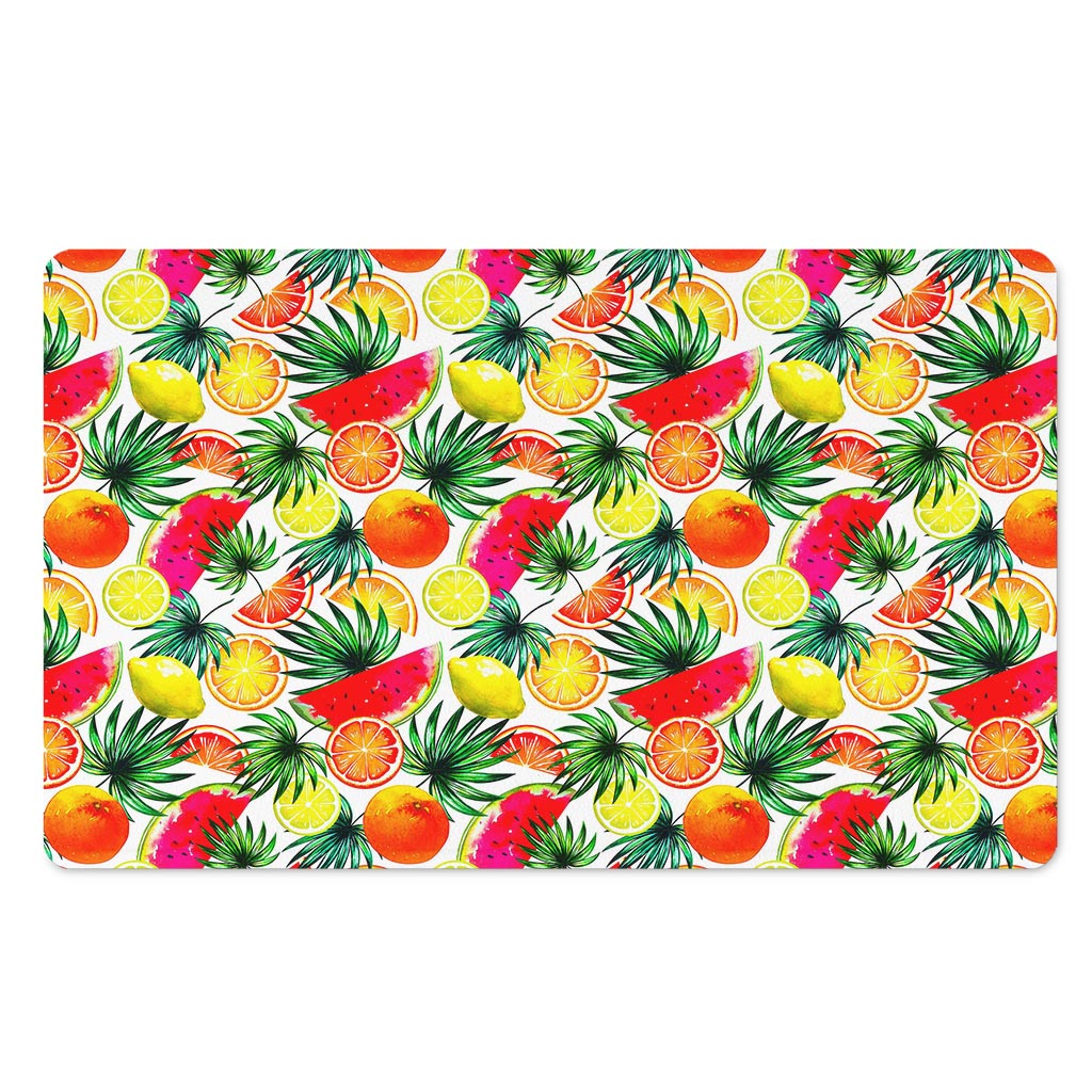 Tropical Fruit Leaf Pattern Print Polyester Doormat