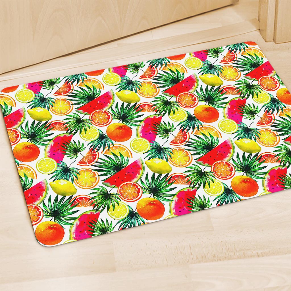 Tropical Fruit Leaf Pattern Print Polyester Doormat