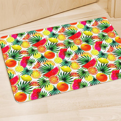 Tropical Fruit Leaf Pattern Print Polyester Doormat