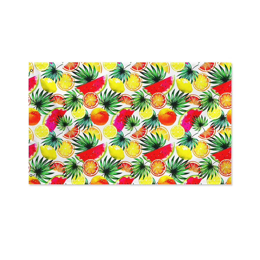 Tropical Fruit Leaf Pattern Print Polyester Flag