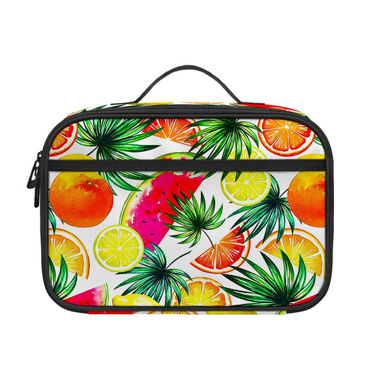 Tropical Fruit Leaf Pattern Print Portable Lunch Bag