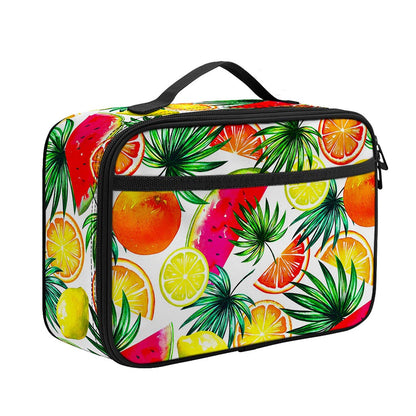 Tropical Fruit Leaf Pattern Print Portable Lunch Bag