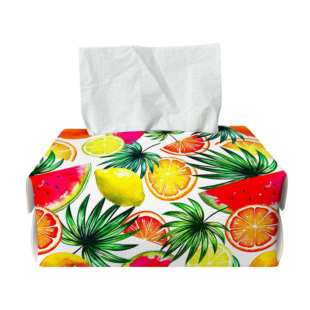 Tropical Fruit Leaf Pattern Print Rectangle Tissue Box Cover