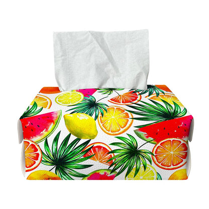 Tropical Fruit Leaf Pattern Print Rectangle Tissue Box Cover