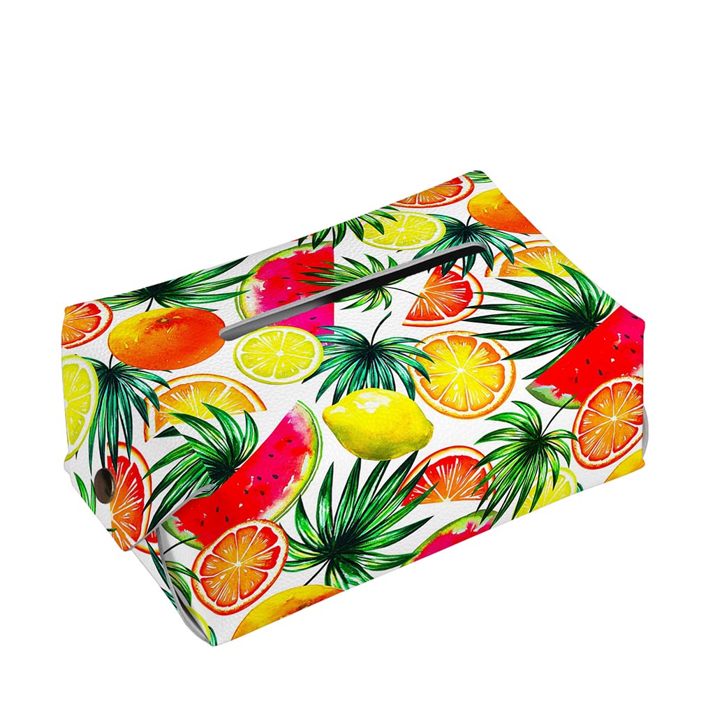Tropical Fruit Leaf Pattern Print Rectangle Tissue Box Cover