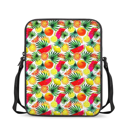 Tropical Fruit Leaf Pattern Print Rectangular Crossbody Bag
