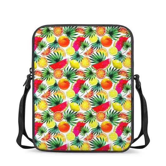 Tropical Fruit Leaf Pattern Print Rectangular Crossbody Bag