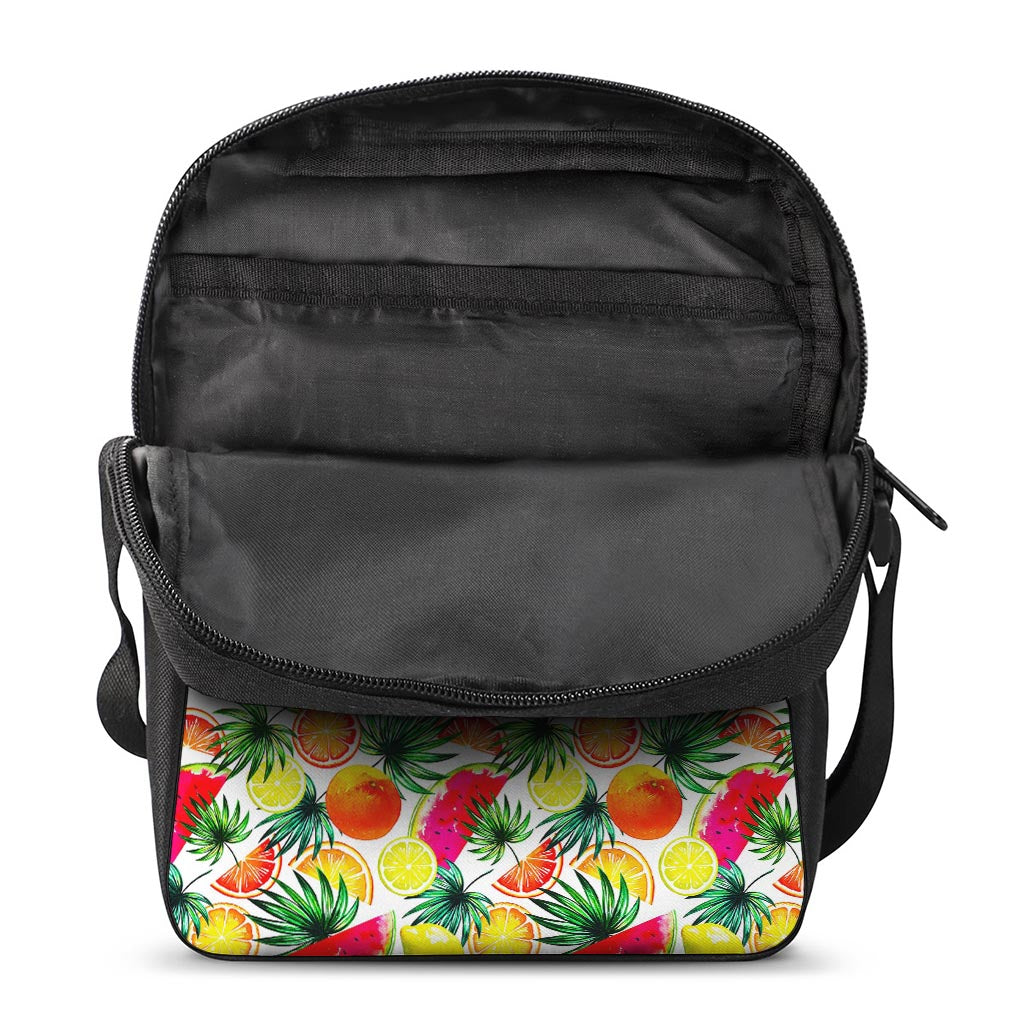 Tropical Fruit Leaf Pattern Print Rectangular Crossbody Bag