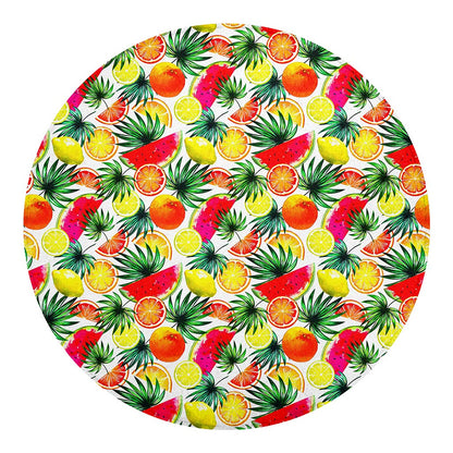 Tropical Fruit Leaf Pattern Print Round Blanket