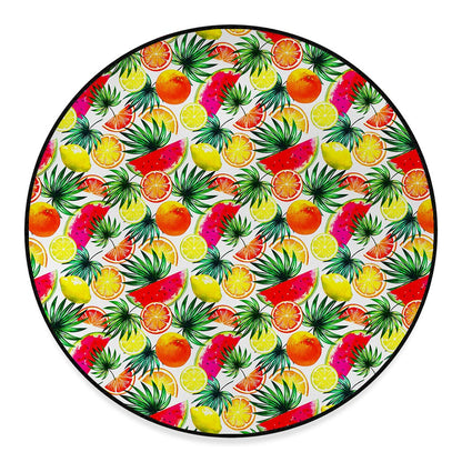 Tropical Fruit Leaf Pattern Print Round Floor Mat