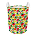 Tropical Fruit Leaf Pattern Print Round Laundry Basket