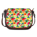 Tropical Fruit Leaf Pattern Print Saddle Bag